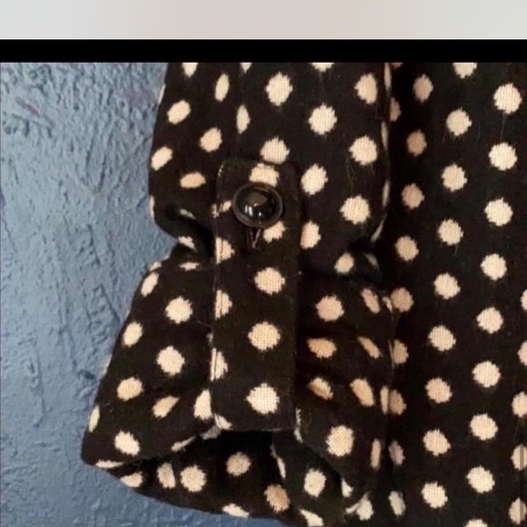 Vintage retro mod vibes polka dot fur collar pea coat L - Picture 3 of 7